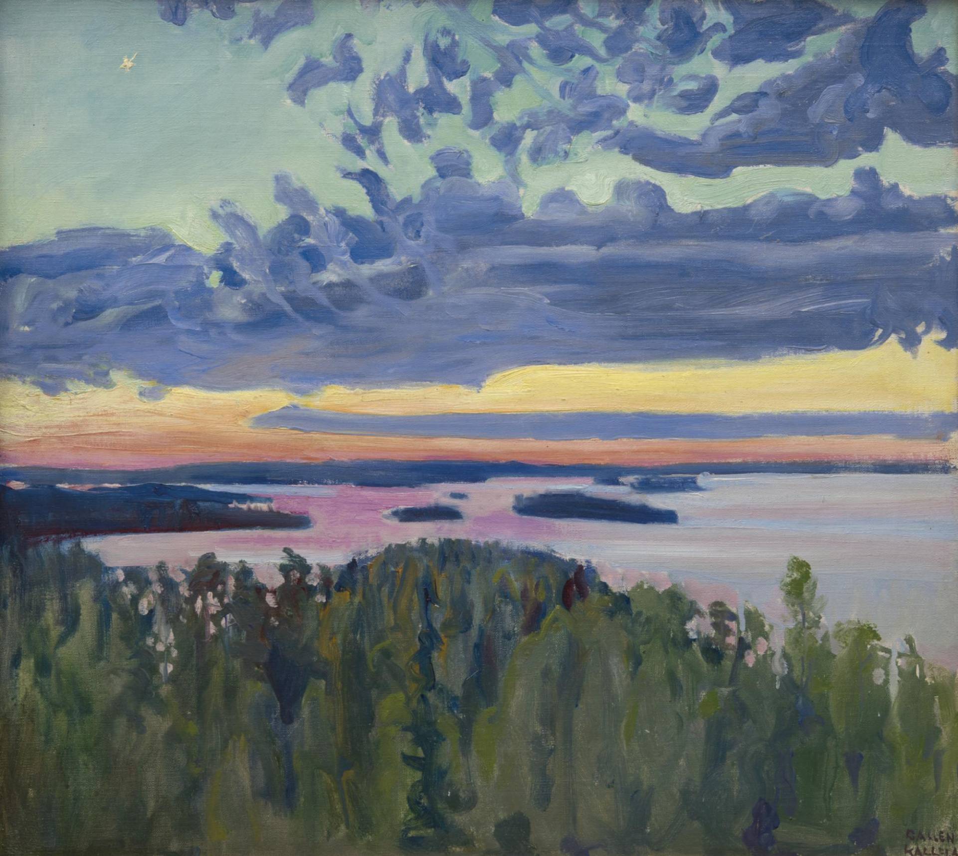 Akseli Gallen-Kallela 2 Akseli Gallen Kallela View Over a Lake at Sunset 1894