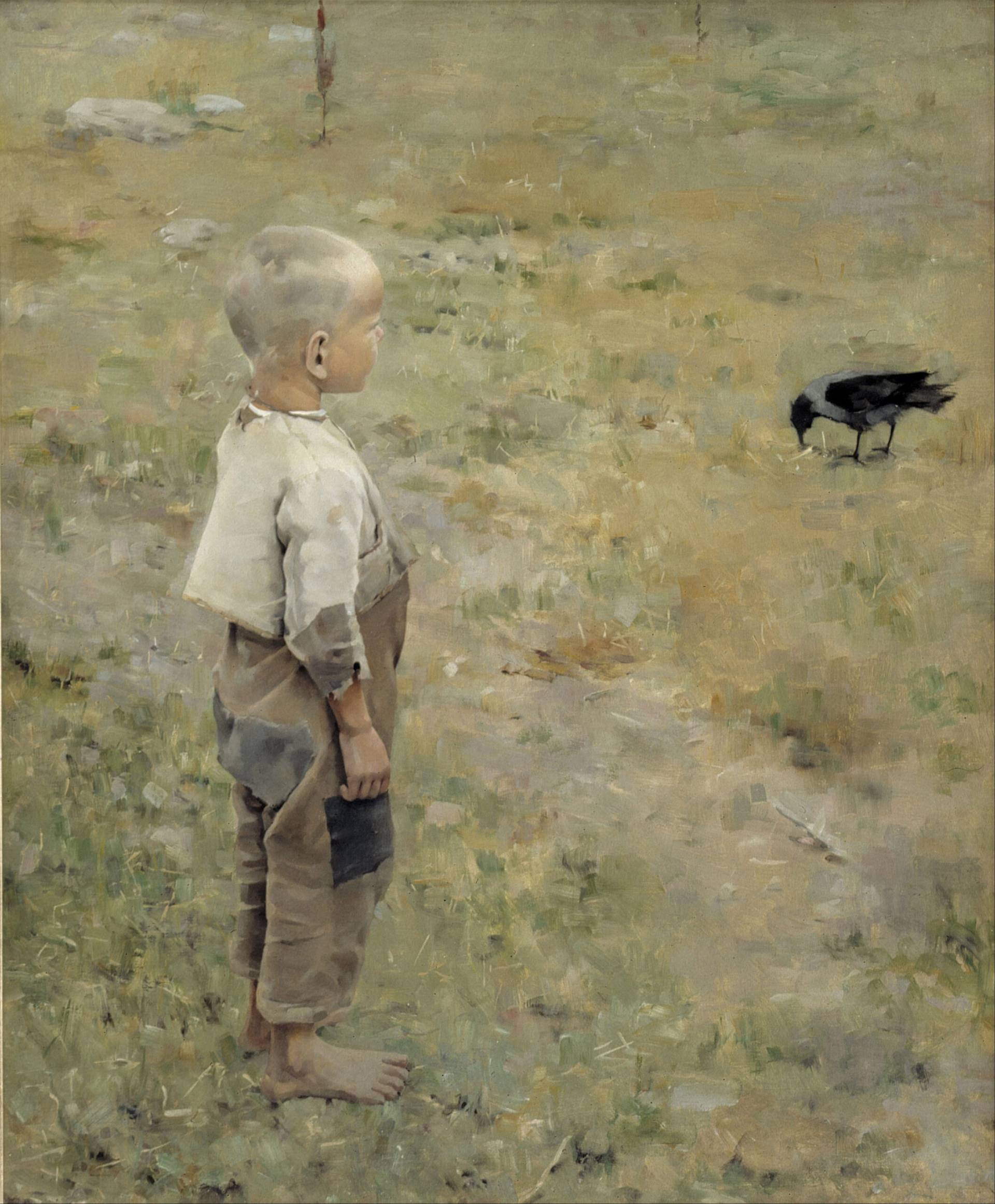 Akseli Gallen Kallela Boy with a crow 1884 scaled